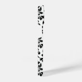 Feuille Damask Lg Muster Black auf Weiß iPhone Hülle (Rechte Seite)