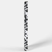 Feuille Damask Lg Muster Black auf Weiß iPhone Hülle (Rechte Seite)