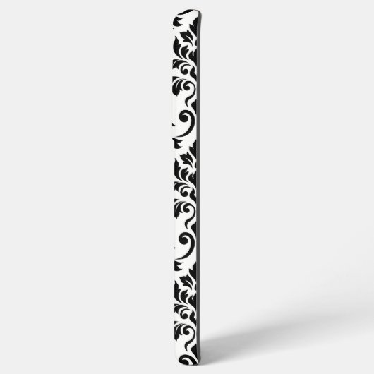 Feuille Damask Lg Muster Black auf Weiß Samsung Galaxy Hülle (Rückseite (Horizontal))