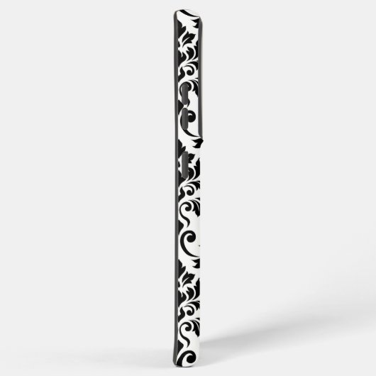 Feuille Damask Lg Muster Black auf Weiß Samsung Galaxy Hülle (Rechte Seite)