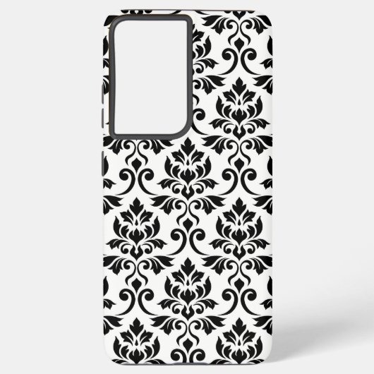 Feuille Damask Lg Muster Black auf Weiß Samsung Galaxy Hülle (Rückseite)