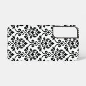 Feuille Damask Lg Muster Black auf Weiß Samsung Galaxy Hülle (Rückseite (Horizontal))