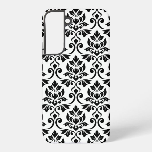 Feuille Damask Lg Muster Black auf Weiß Samsung Galaxy Hülle (Rückseite)