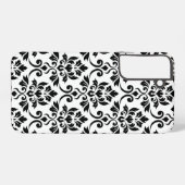 Feuille Damask Lg Muster Black auf Weiß Samsung Galaxy Hülle (Rückseite (Horizontal))