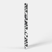 Feuille Damask Lg Muster Black auf Weiß Samsung Galaxy Hülle (Rechte Seite)