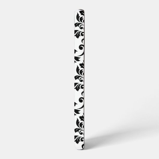 Feuille Damask Lg Muster Black auf Weiß Samsung Galaxy Hülle (Linke Seite)