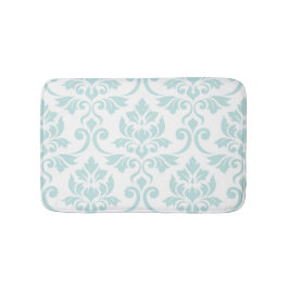Feuille Damask Lg Muster Light Aquamarin auf Weiß Badematte