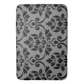 Feuille Damask Lg Pattern Black auf Grau Badematte (Vorderseite Vertikal)