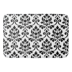Feuille Damask Muster Black auf Weiß Badematte