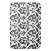 Feuille Damask Muster Black auf Weiß Badematte (Vorderseite Vertikal)