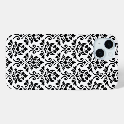Feuille Damask Muster Black auf Weiß Case-Mate iPhone Hülle (Rückseite (Horizontal))