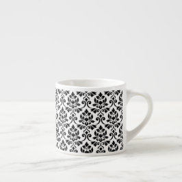 Feuille Damask Muster Black auf Weiß Espressotasse