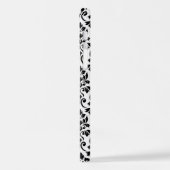 Feuille Damask Muster Black auf Weiß iPhone Hülle (Linke Seite)