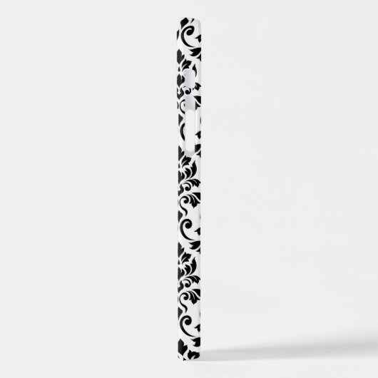 Feuille Damask Muster Black auf Weiß iPhone Hülle (Linke Seite)
