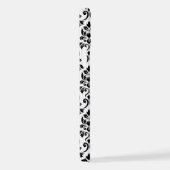 Feuille Damask Muster Black auf Weiß iPhone Hülle (Rechte Seite)
