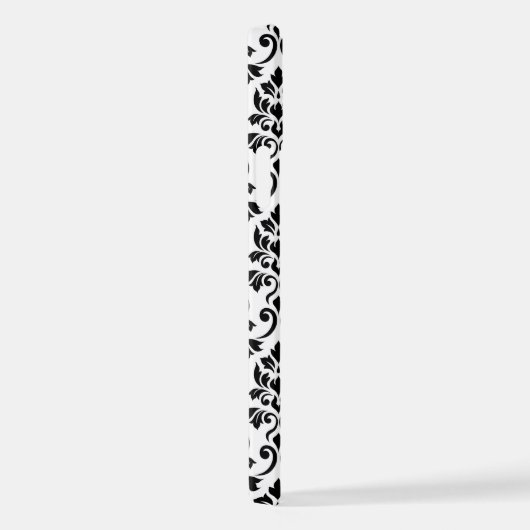 Feuille Damask Muster Black auf Weiß iPhone Hülle (Rechte Seite)