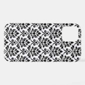 Feuille Damask Muster Black auf Weiß iPhone Hülle (Rückseite (Horizontal))
