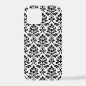 Feuille Damask Muster Black auf Weiß iPhone Hülle (Rückseite)