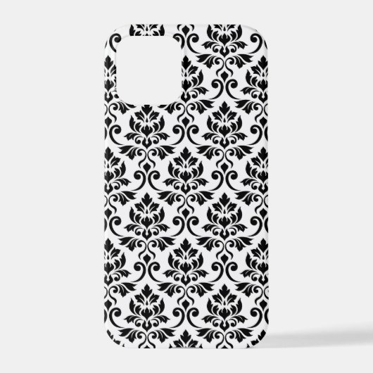 Feuille Damask Muster Black auf Weiß iPhone Hülle (Rückseite)