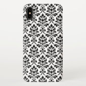 Feuille Damask Muster Black auf Weiß iPhone Hülle (Rückseite)
