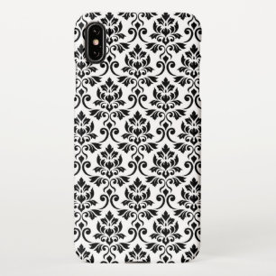 Feuille Damask Muster Black auf Weiß iPhone Hülle