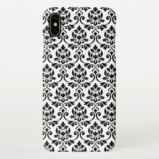 Feuille Damask Muster Black auf Weiß iPhone Hülle (Rückseite)