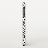 Feuille Damask Muster Black auf Weiß iPhone Hülle (Linke Seite)