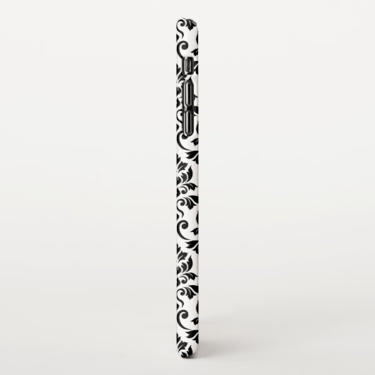 Feuille Damask Muster Black auf Weiß iPhone Hülle (Linke Seite)
