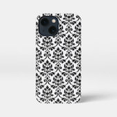 Feuille Damask Muster Black auf Weiß iPhone Hülle (Rückseite)