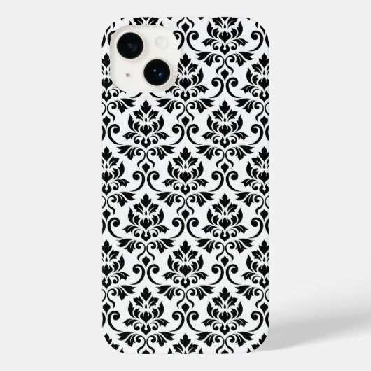 Feuille Damask Muster Black auf Weiß iPhone Hülle (Rückseite)