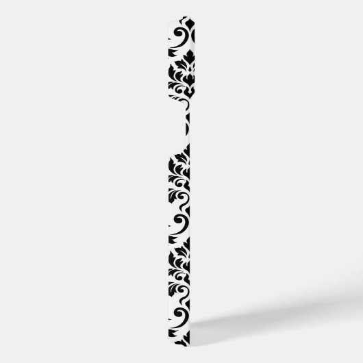 Feuille Damask Muster Black auf Weiß iPhone Hülle (Rechte Seite)