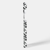 Feuille Damask Muster Black auf Weiß iPhone Hülle (Linke Seite)
