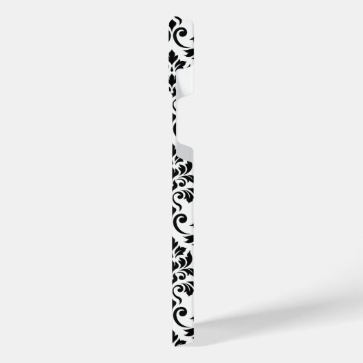 Feuille Damask Muster Black auf Weiß iPhone Hülle (Linke Seite)