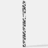 Feuille Damask Muster Black auf Weiß iPhone Hülle (Linke Seite)