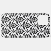 Feuille Damask Muster Black auf Weiß iPhone Hülle (Hinten horizontal)