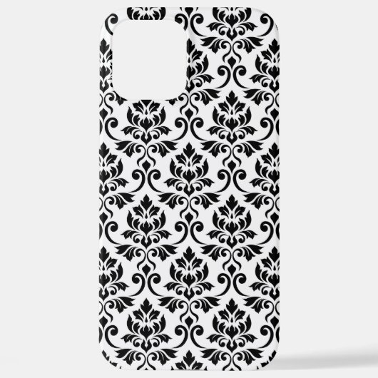 Feuille Damask Muster Black auf Weiß iPhone Hülle (Rückseite)