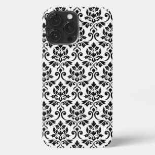 Feuille Damask Muster Black auf Weiß iPhone 13 Pro Max Hülle
