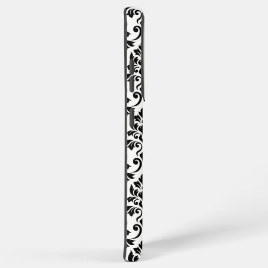 Feuille Damask Muster Black auf Weiß Samsung Galaxy Hülle (Rechte Seite)