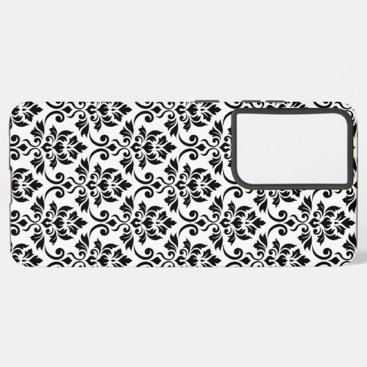 Feuille Damask Muster Black auf Weiß Samsung Galaxy Hülle (Rückseite (Horizontal))