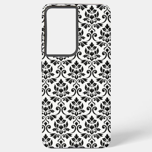 Feuille Damask Muster Black auf Weiß Samsung Galaxy Hülle (Rückseite)