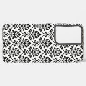 Feuille Damask Muster Black auf Weiß Samsung Galaxy Hülle (Linke Seite)