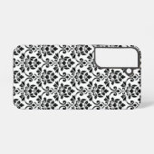 Feuille Damask Muster Black auf Weiß Samsung Galaxy Hülle (Rückseite (Horizontal))