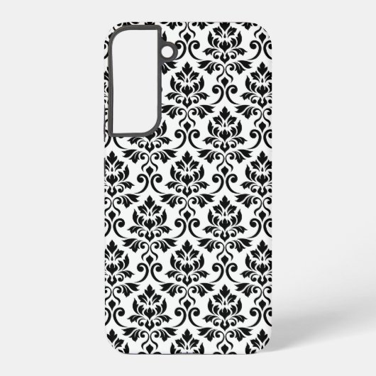 Feuille Damask Muster Black auf Weiß Samsung Galaxy Hülle (Rückseite)