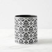 Feuille Damask Muster Black auf Weiß Tasse (Zentrum)