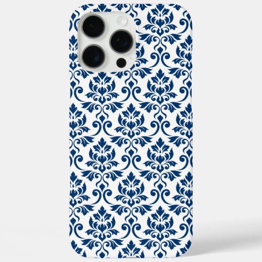 Feuille Damask Muster Dark Blue auf Weiß Case-Mate iPhone Hülle (Rückseite)