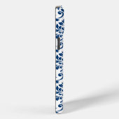 Feuille Damask Muster Dark Blue auf Weiß Case-Mate iPhone Hülle (Rückseite / Rechts)