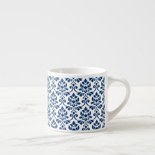 Feuille Damask Muster Dark Blue auf Weiß Espressotasse (Rechts)