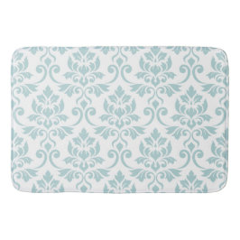 Feuille Damask Muster Duck Egg Blue auf Weiß Badematte