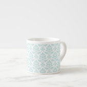 Feuille Damask Muster Light Aquamarin auf White Espressotasse (Vorderseite Rechts)