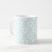 Feuille Damask Muster Light Aquamarin auf White Kaffeetasse (Vorderseite Links)